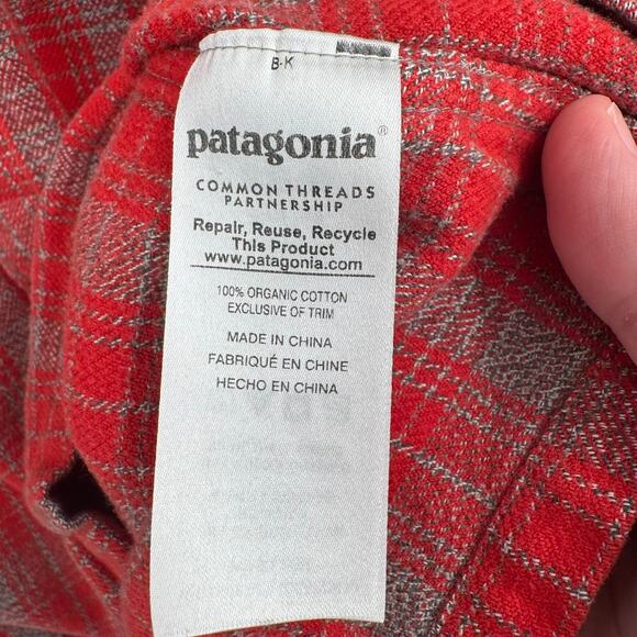 Patagonia Long Sleeved Fjord Flannel Shirt Mens XL Red Gray Plaid - Picture 9 of 14